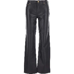 Brown Pants with Belt Loops in Leather Woman