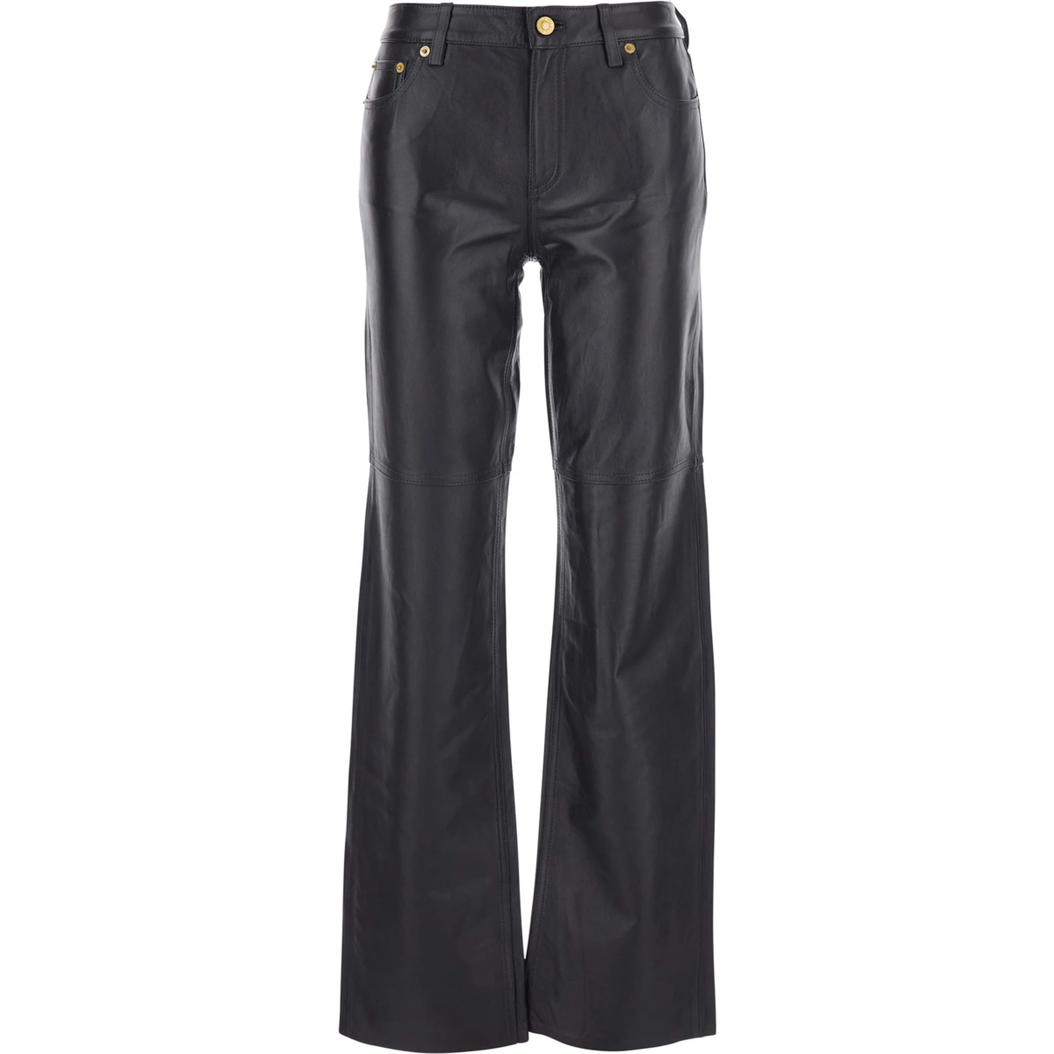 Brown Pants with Belt Loops in Leather Woman