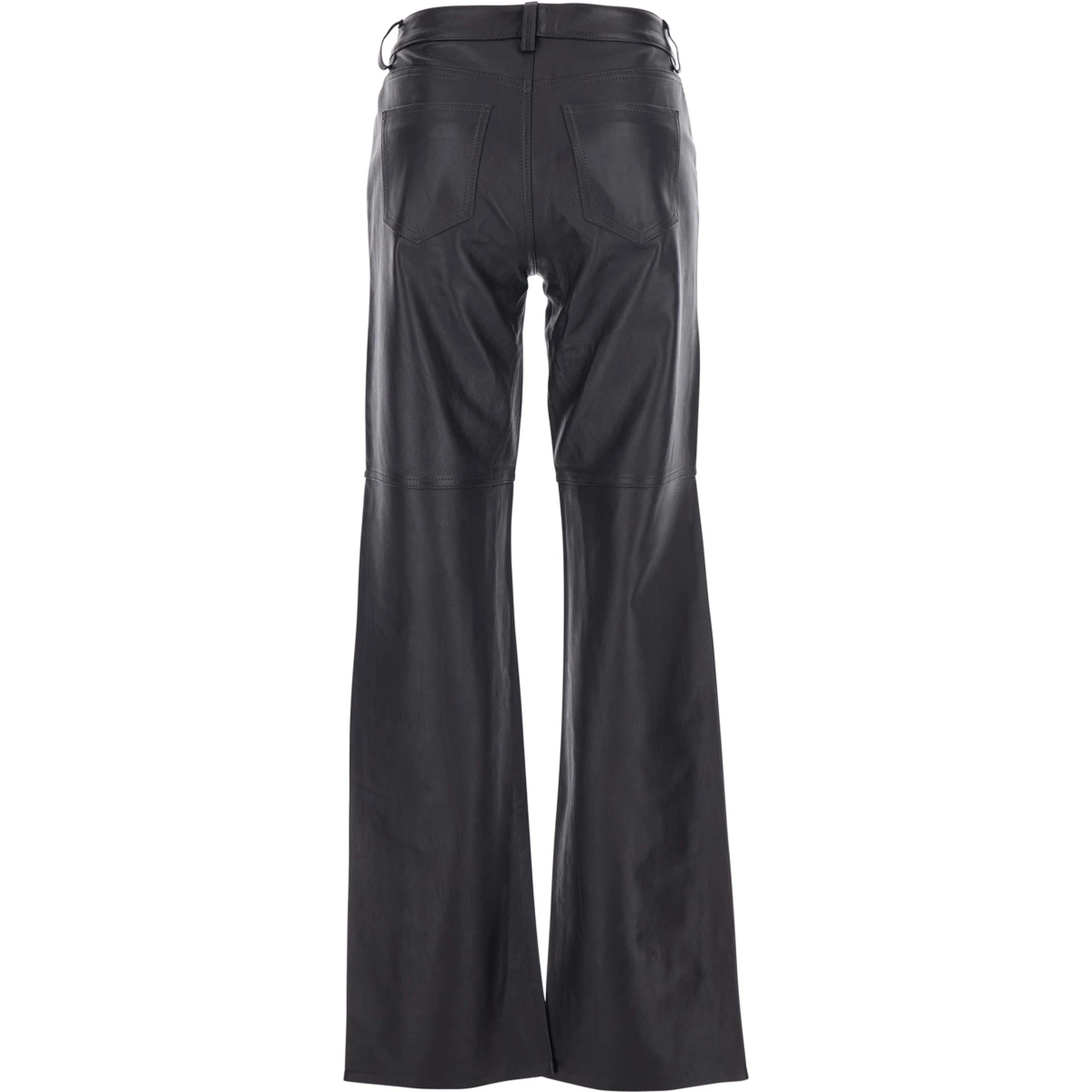 Brown Pants with Belt Loops in Leather Woman