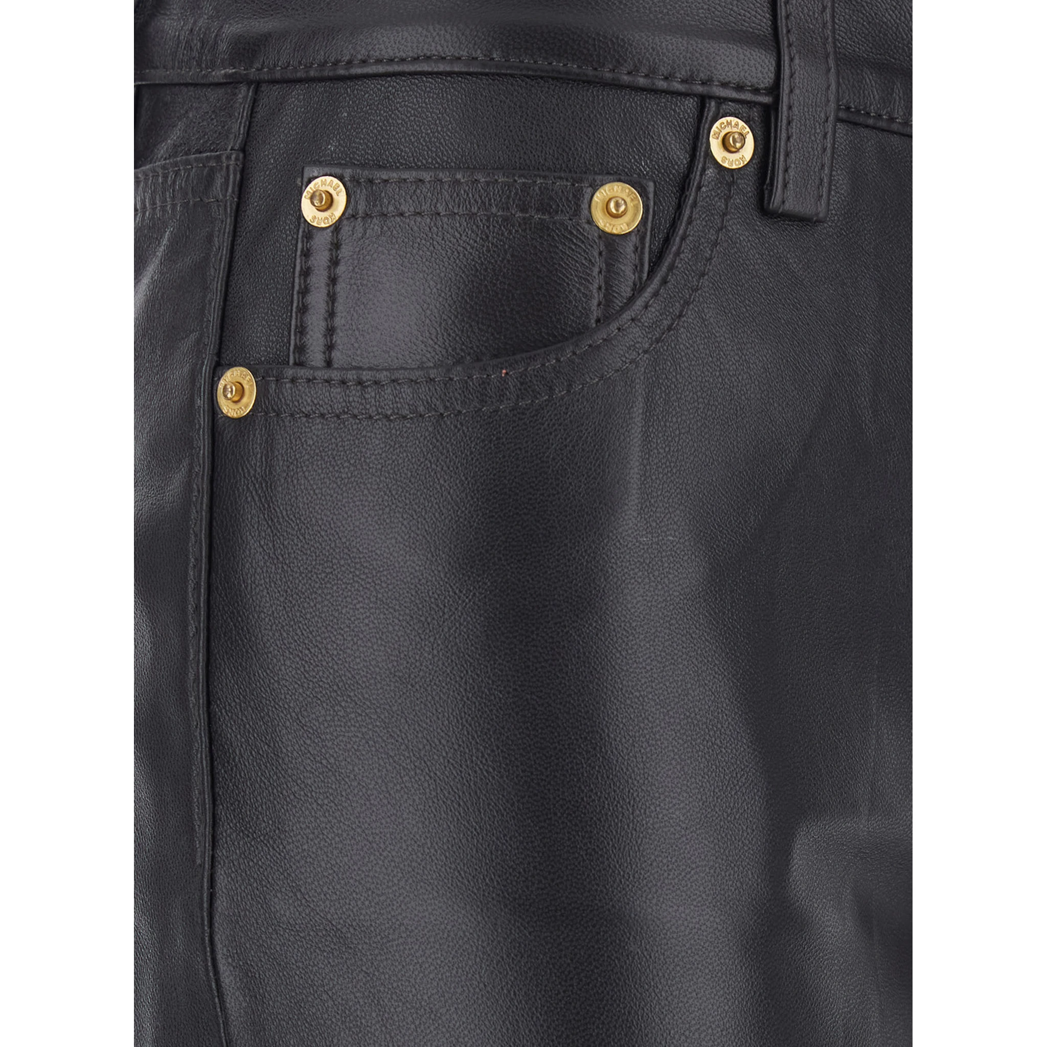 Brown Pants with Belt Loops in Leather Woman