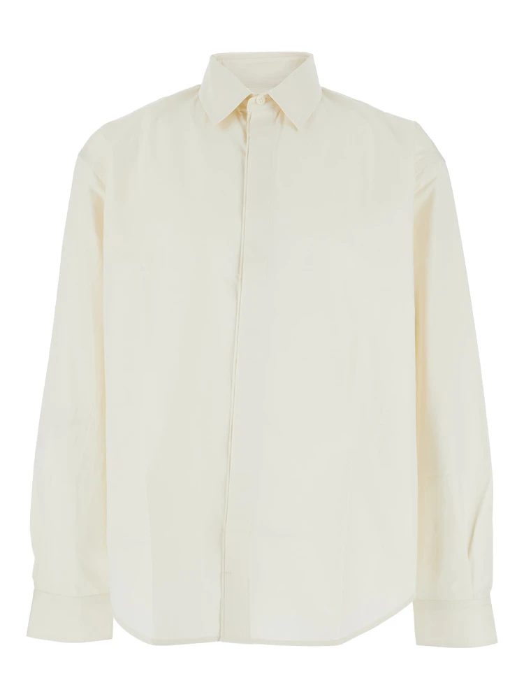 Henri White Shirt with Maxi J Logo on the Back in Cotton Man