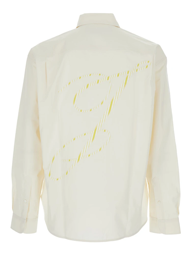 Henri White Shirt with Maxi J Logo on the Back in Cotton Man alternative