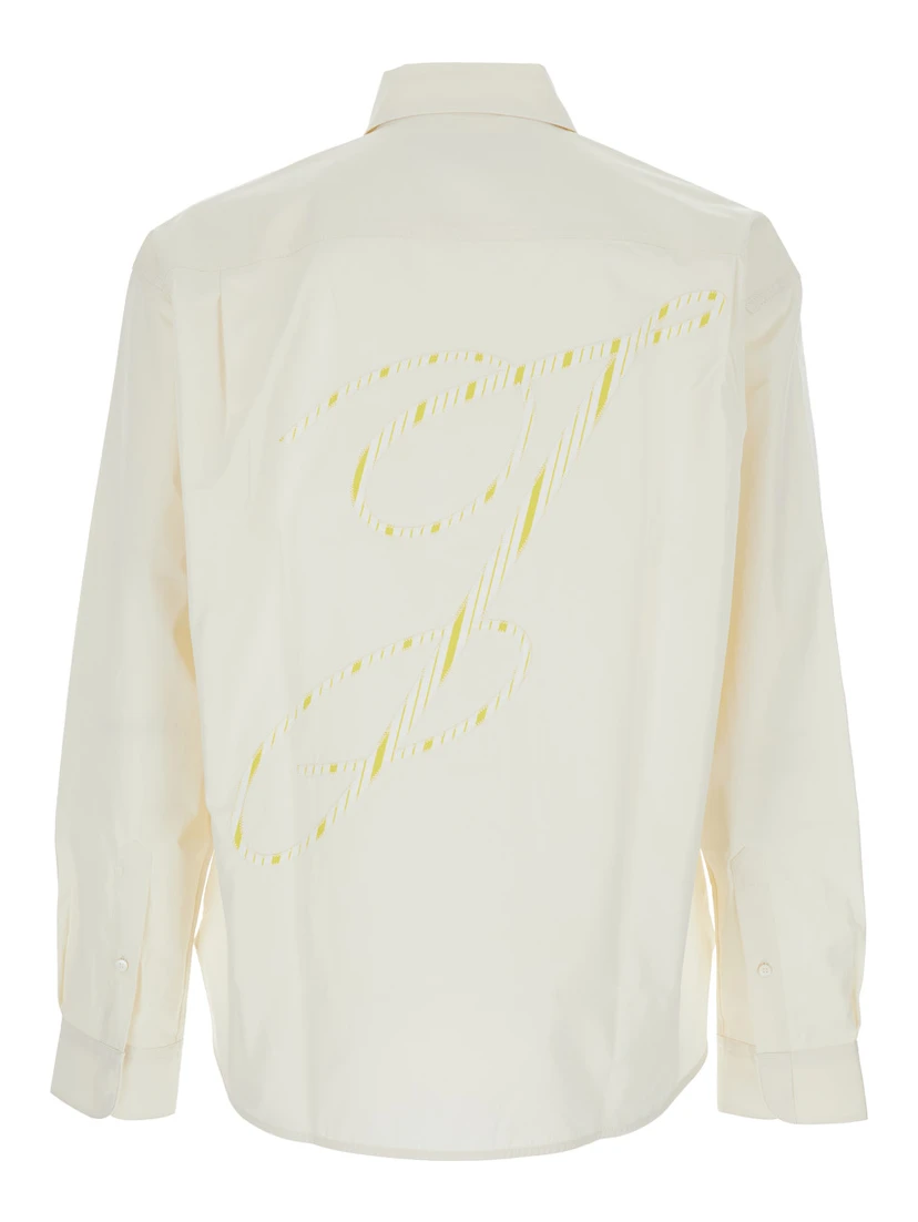 Henri White Shirt with Maxi J Logo on the Back in Cotton Man