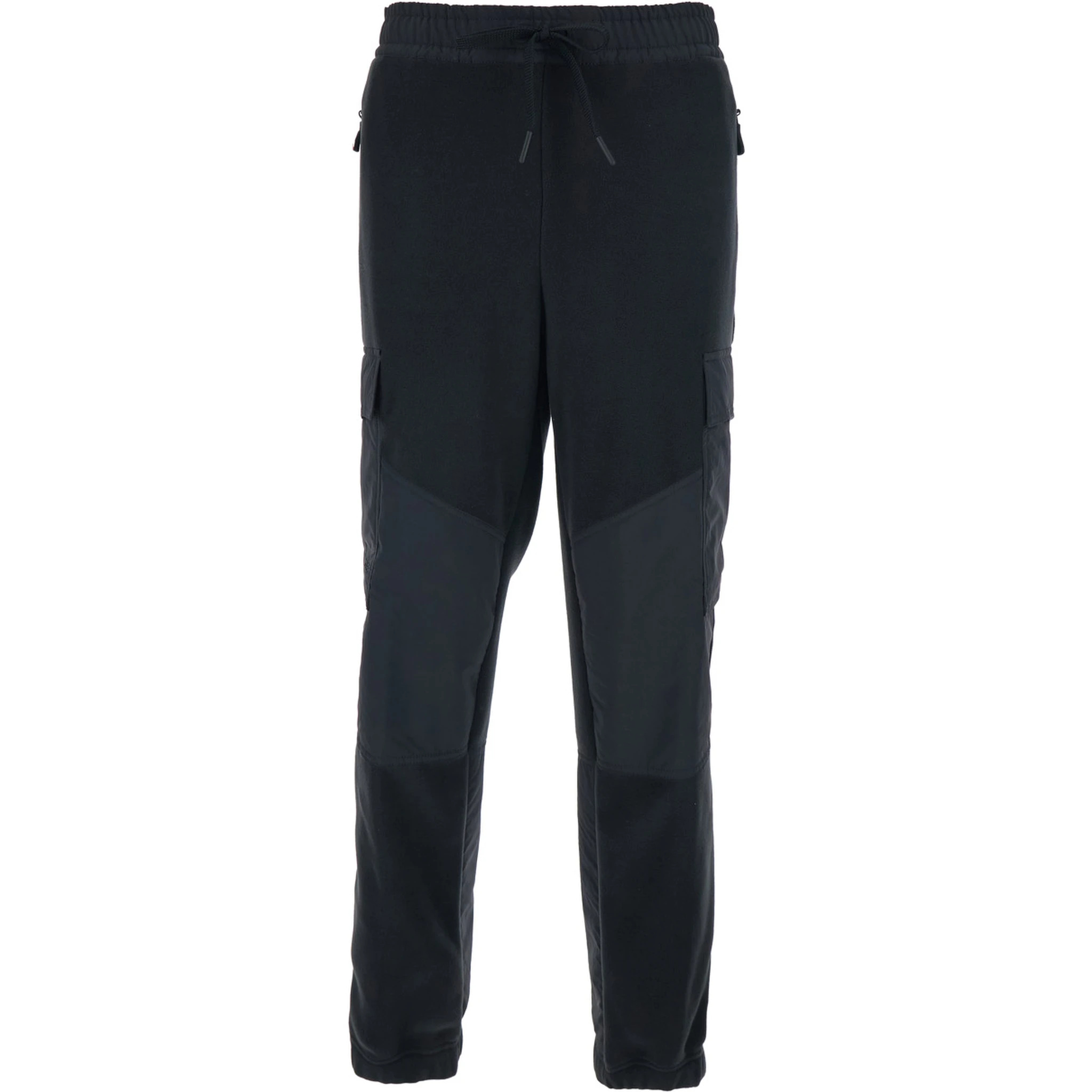 Black Pants with Side Logo Patch and Tech Fabric Inserts in Fleece Man