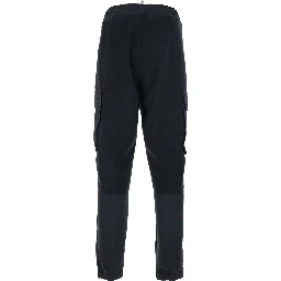 Black Pants with Side Logo Patch and Tech Fabric Inserts in Fleece Man
