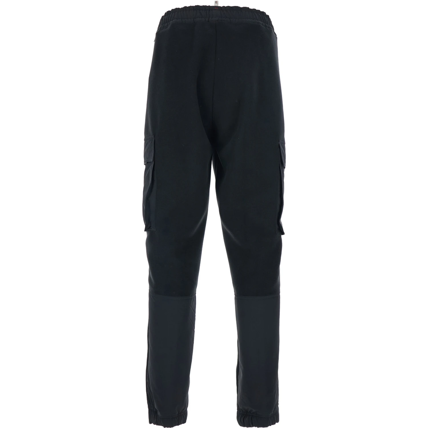 Black Pants with Side Logo Patch and Tech Fabric Inserts in Fleece Man
