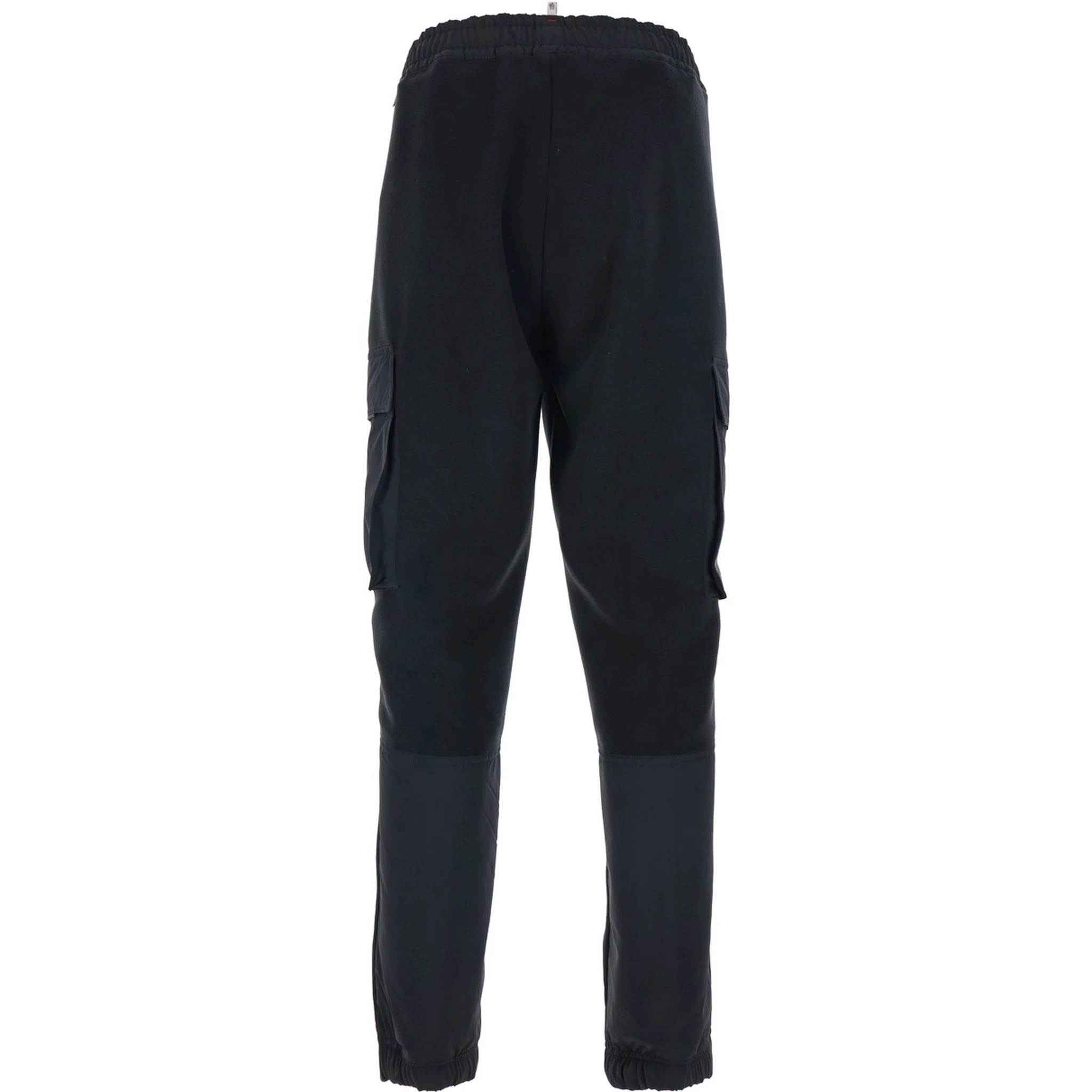 Black Pants with Side Logo Patch and Tech Fabric Inserts in Fleece Man