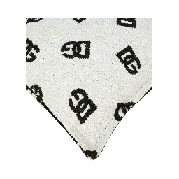 Black and WHite Square Cushion with All-Over Logo Motif in Cotton Home