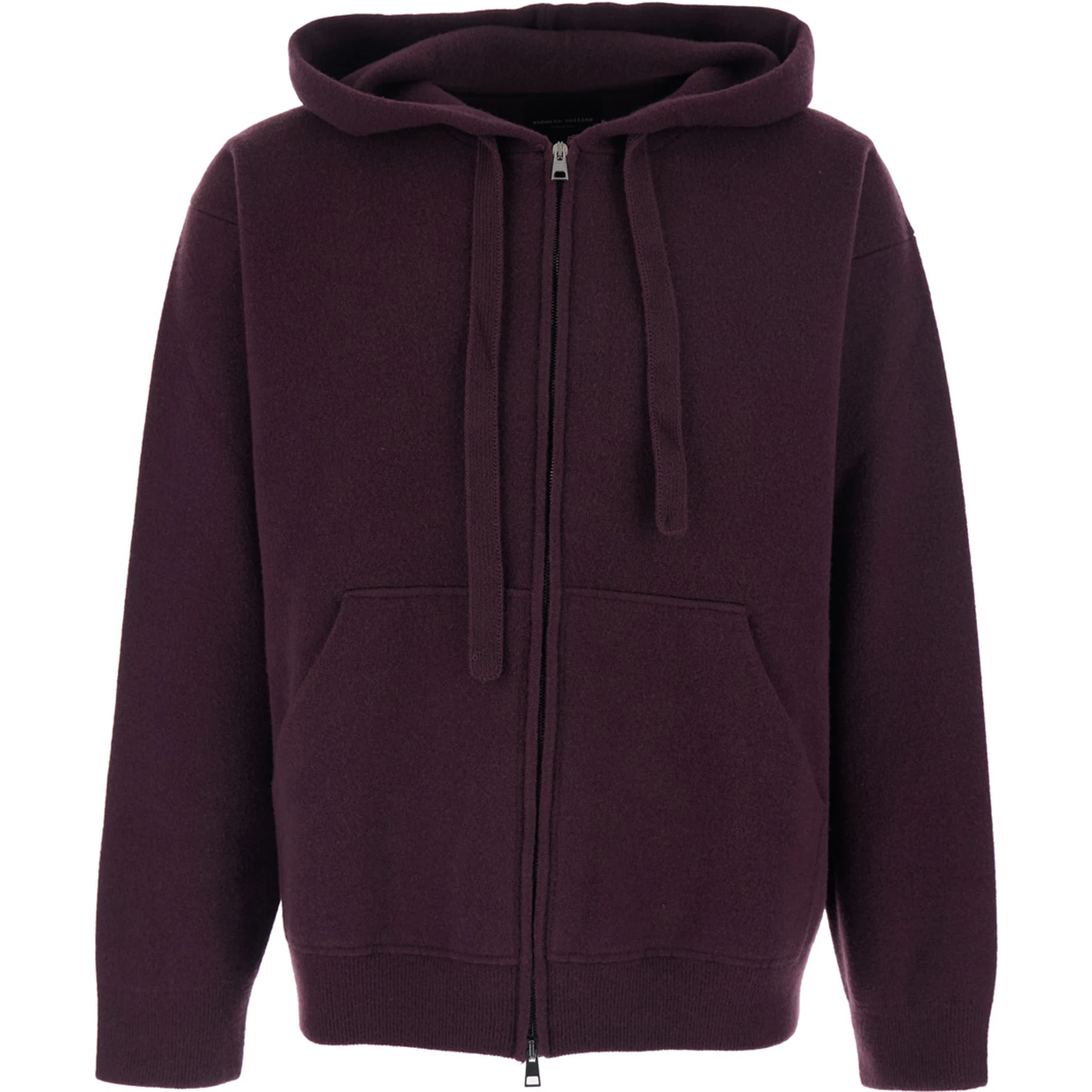Bordeaux Sweatshirt with Drawstring Hood and Dropped Shoulders in Wool Man