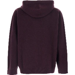 Bordeaux Sweatshirt with Drawstring Hood and Dropped Shoulders in Wool Man