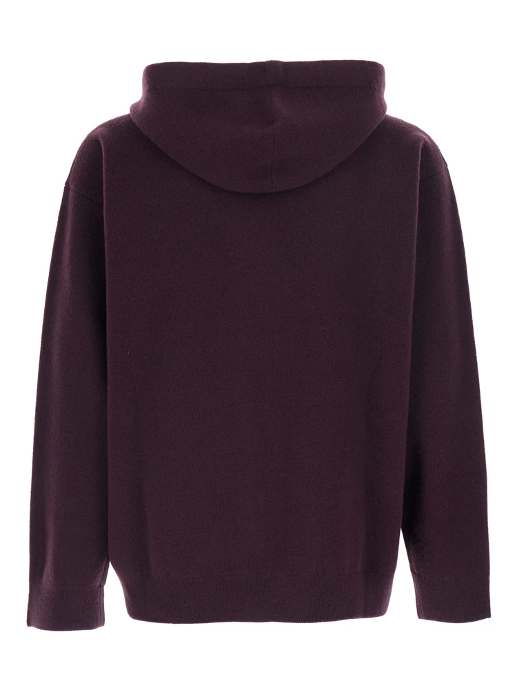 Bordeaux Sweatshirt with Drawstring Hood and Dropped Shoulders in Wool Man alternative