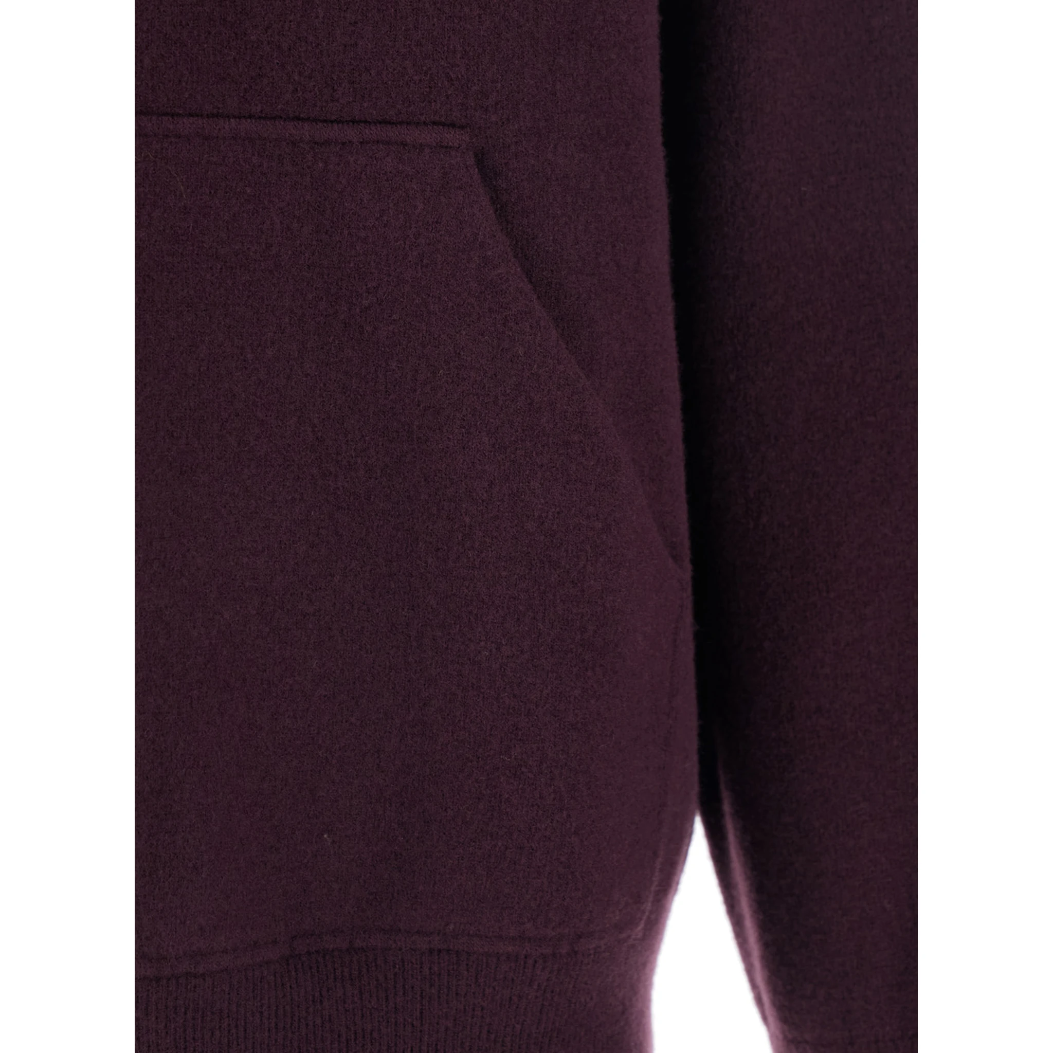 Bordeaux Sweatshirt with Drawstring Hood and Dropped Shoulders in Wool Man