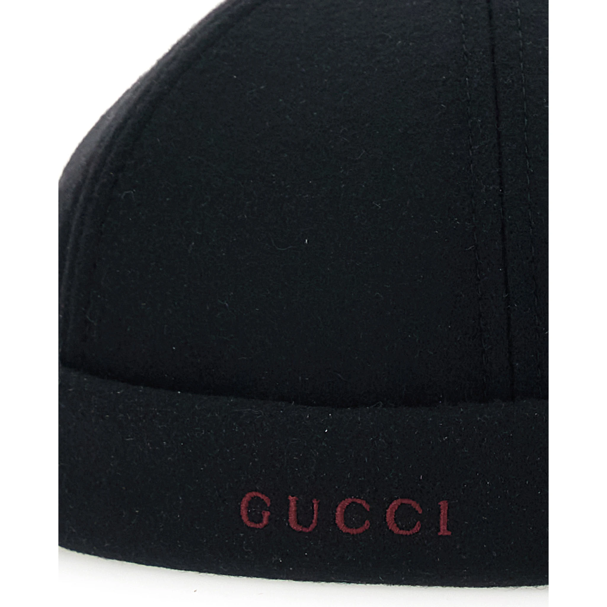 Black Beanie with Logo Lettering and Rear Closure with Web Detail in Wool Man