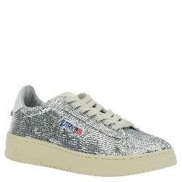Medalist Silver-Colored Sneaker with Contrasting Heel and All-Over Bead Embellishment in Leather Blend Woman