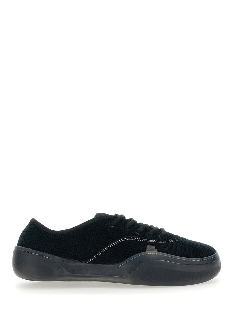 Low Skate Mule Black Low-Top Sneaker with Side Logo in Cotton Man