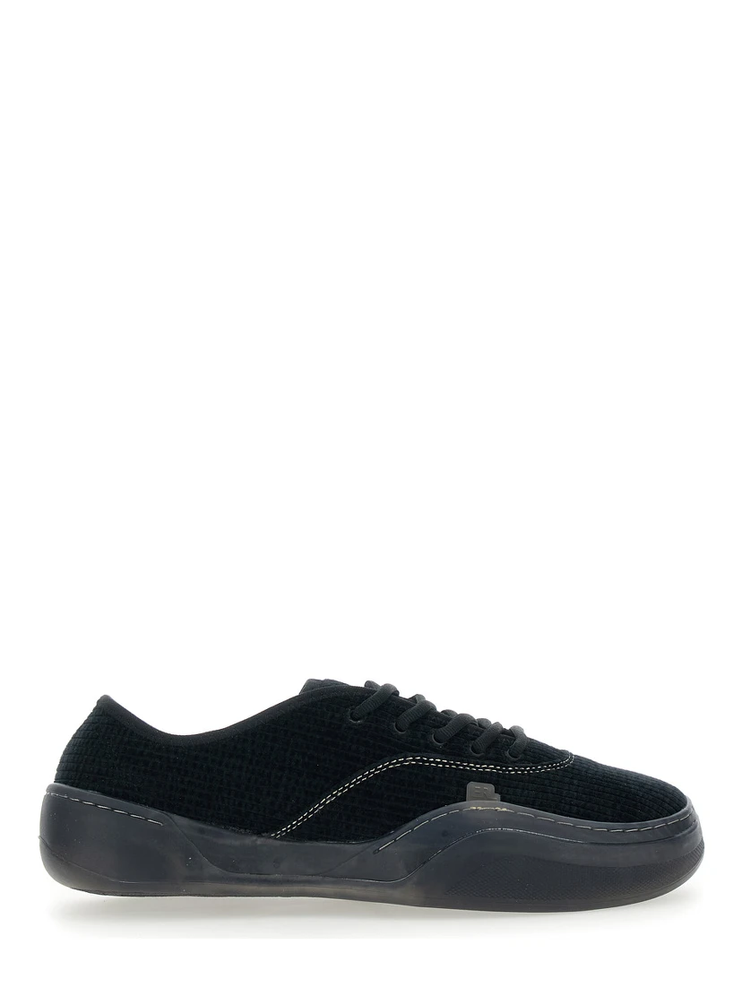 Low Skate Mule Black Low-Top Sneaker with Side Logo in Cotton Man