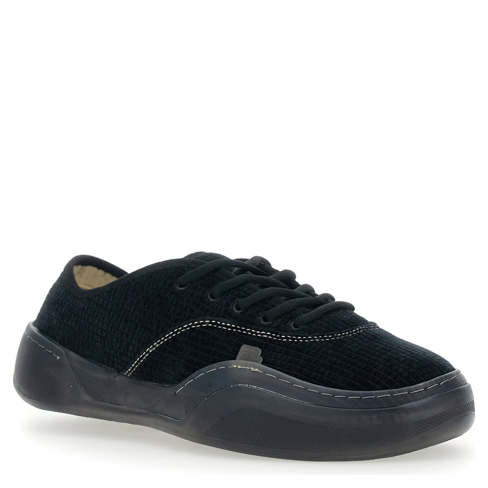 Low Skate Mule Black Low-Top Sneaker with Side Logo in Cotton Man