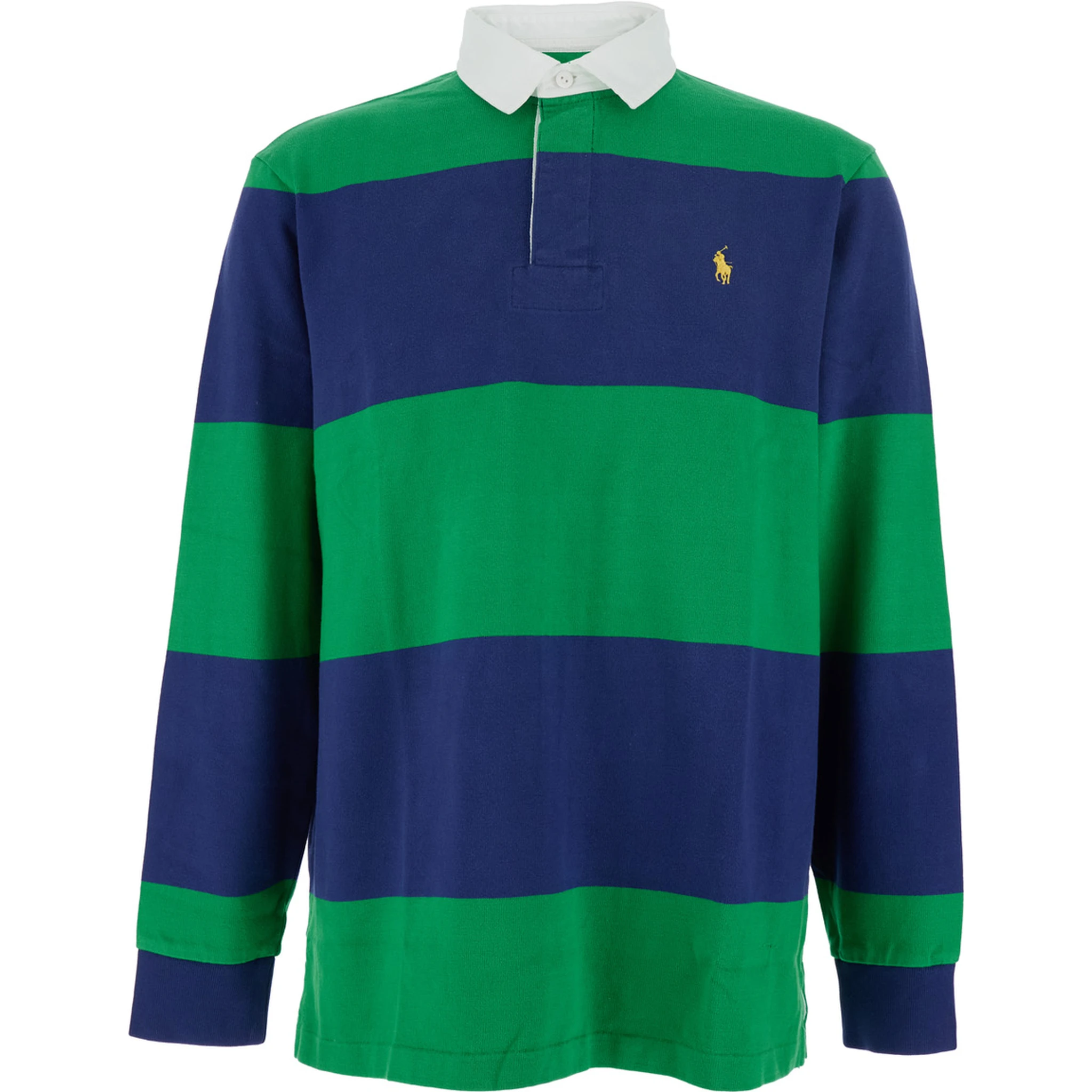 "Rugby Fit" Multicolor Polo Shirt with Logo Embroidery on the Front and All-Over Striped Motif in Cotton Man