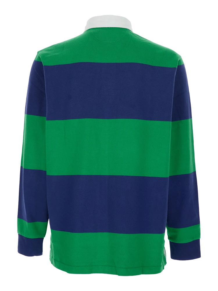 "Rugby Fit" Multicolor Polo Shirt with Logo Embroidery on the Front and All-Over Striped Motif in Cotton Man alternative