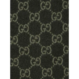 Green Scarf with Fringed Hem and GG Motif Jacquard in Cashmere Man