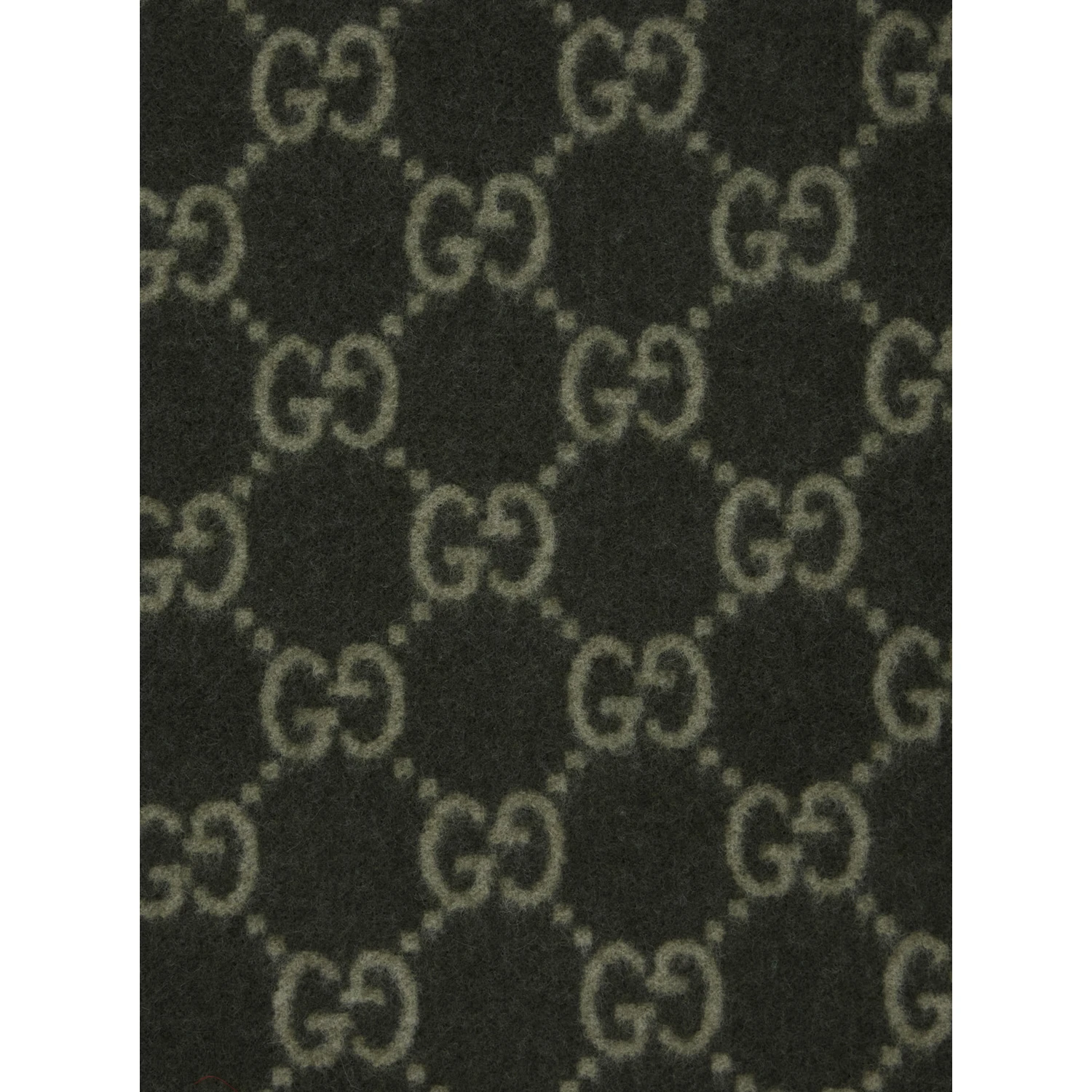 Green Scarf with Fringed Hem and GG Motif Jacquard in Cashmere Man