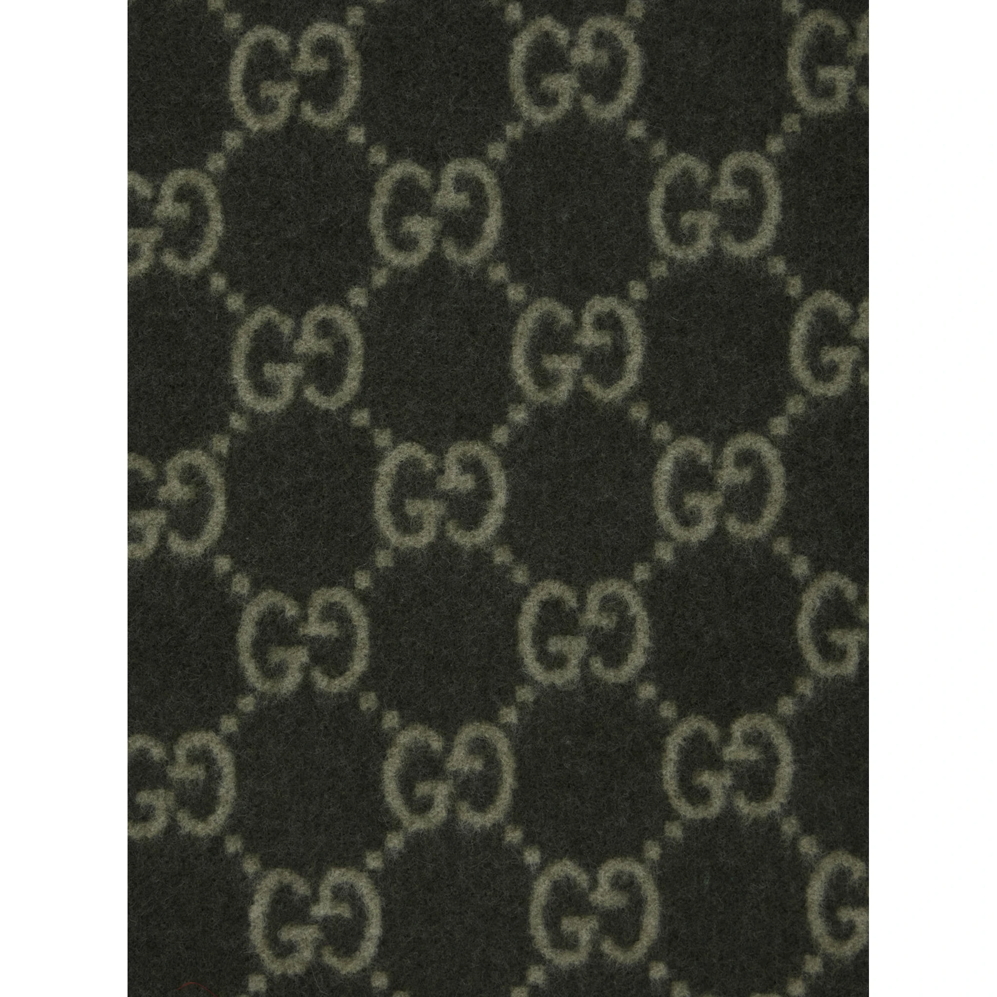 Green Scarf with Fringed Hem and GG Motif Jacquard in Cashmere Man