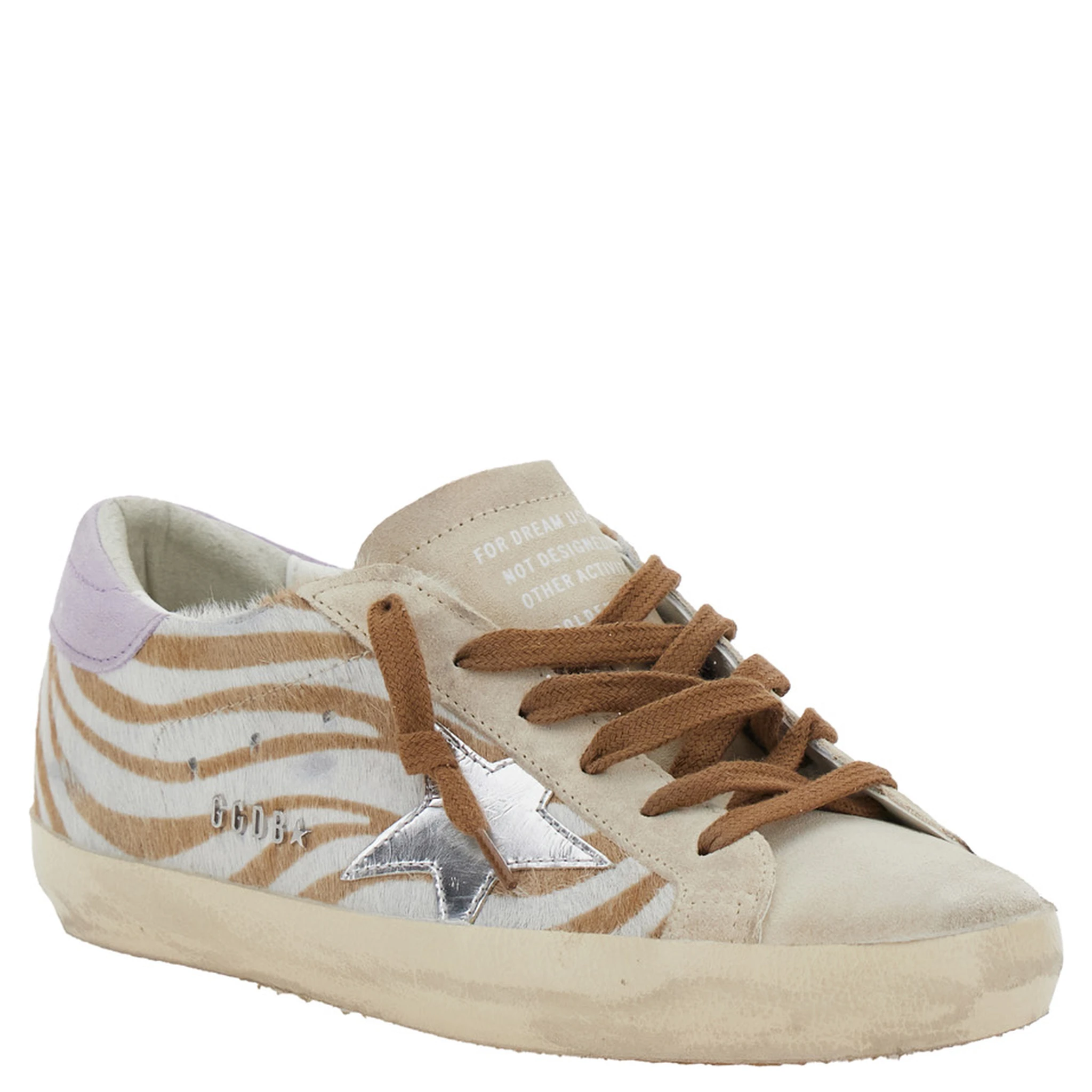 Superstar White Low Top Sneakers with Glittered Star Patch and Laminated Heel with Logo Lettering in Leather Woman