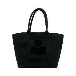 Yenky Black Small Tote Bag with Logo on the Front in Cotton Woman