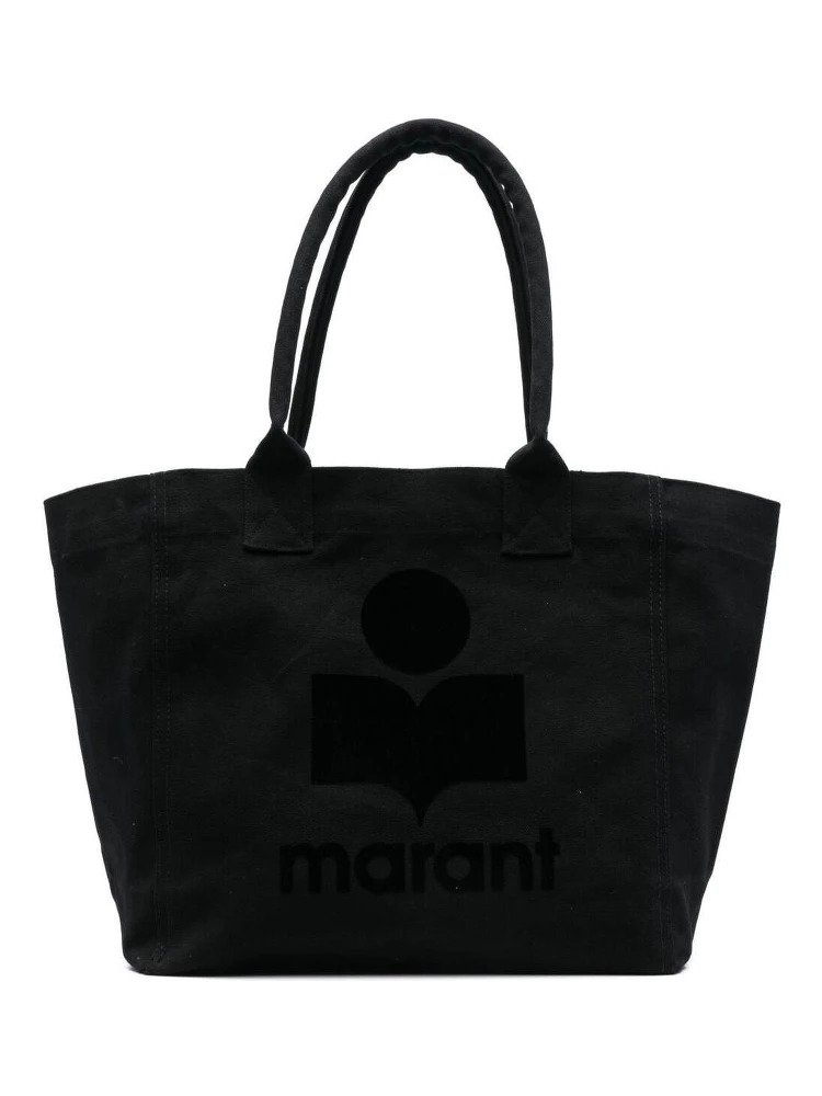 Yenky Black Small Tote Bag with Logo on the Front in Cotton Woman