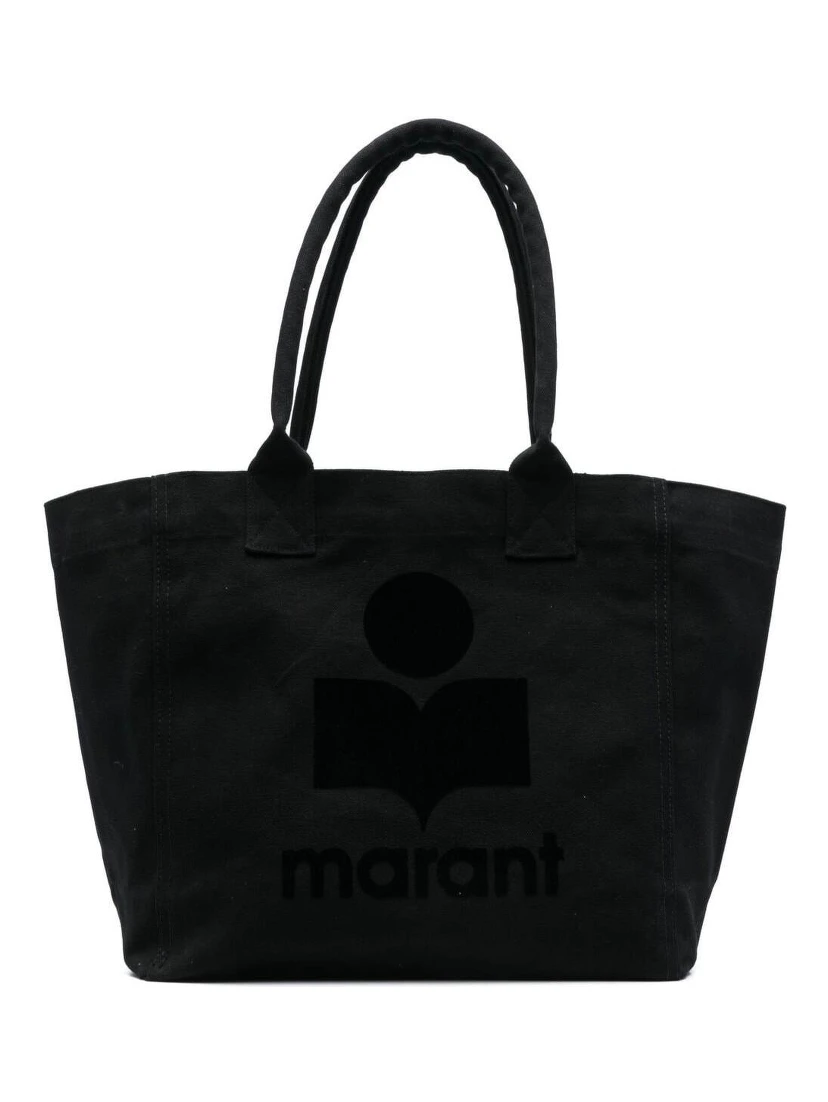 Yenky Black Small Tote Bag with Logo on the Front in Cotton Woman