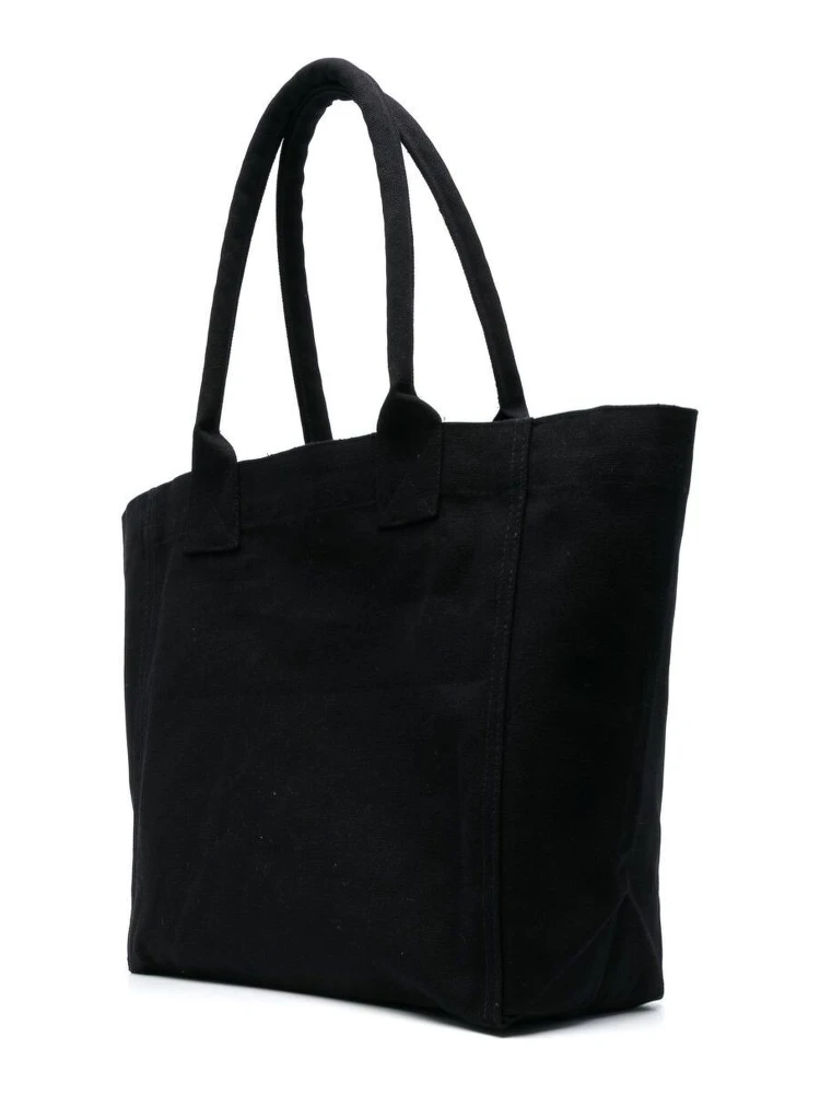 Yenky Black Small Tote Bag with Logo on the Front in Cotton Woman alternative