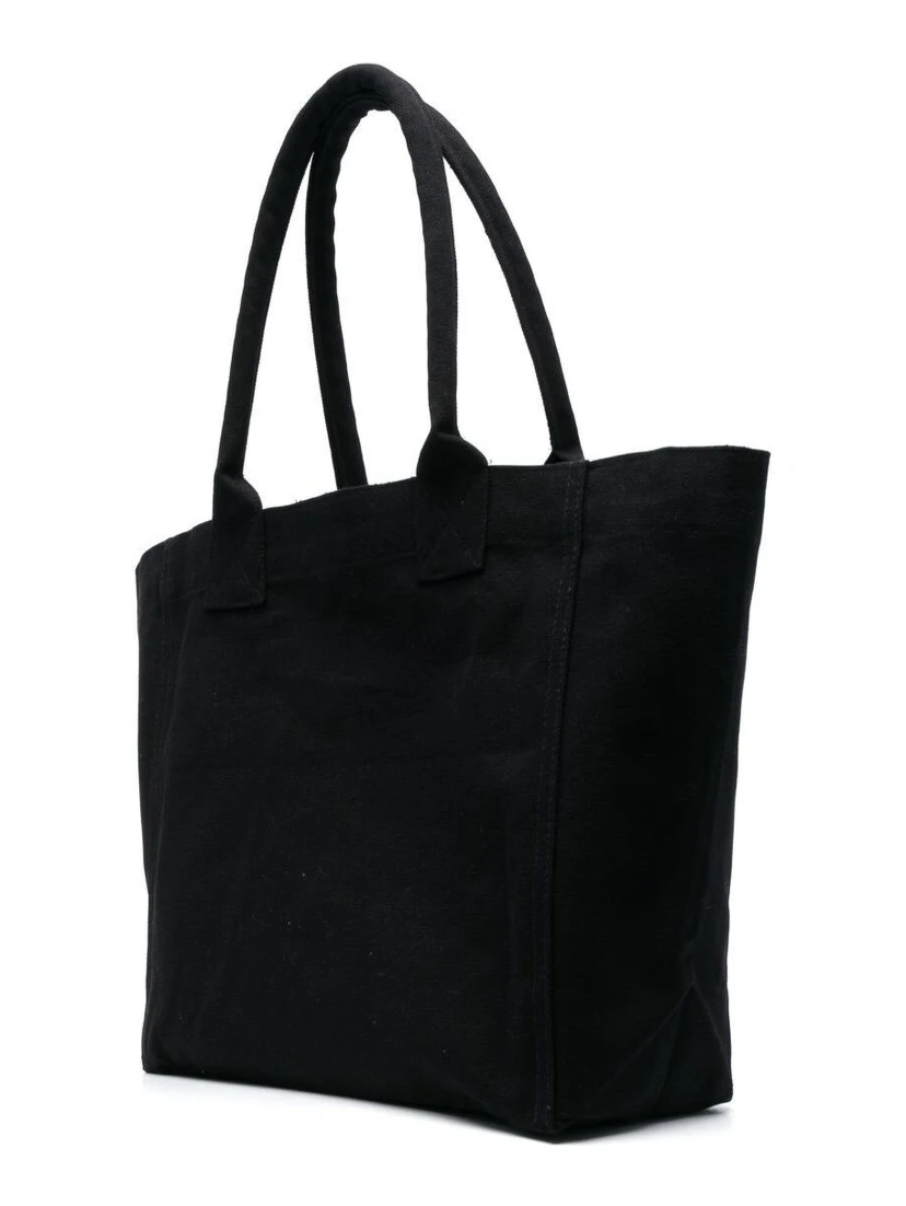 Yenky Black Small Tote Bag with Logo on the Front in Cotton Woman