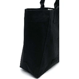Yenky Black Small Tote Bag with Logo on the Front in Cotton Woman