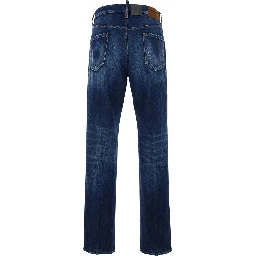 642 Blue Jeans with Logo Patch on the Rear in Denim Man