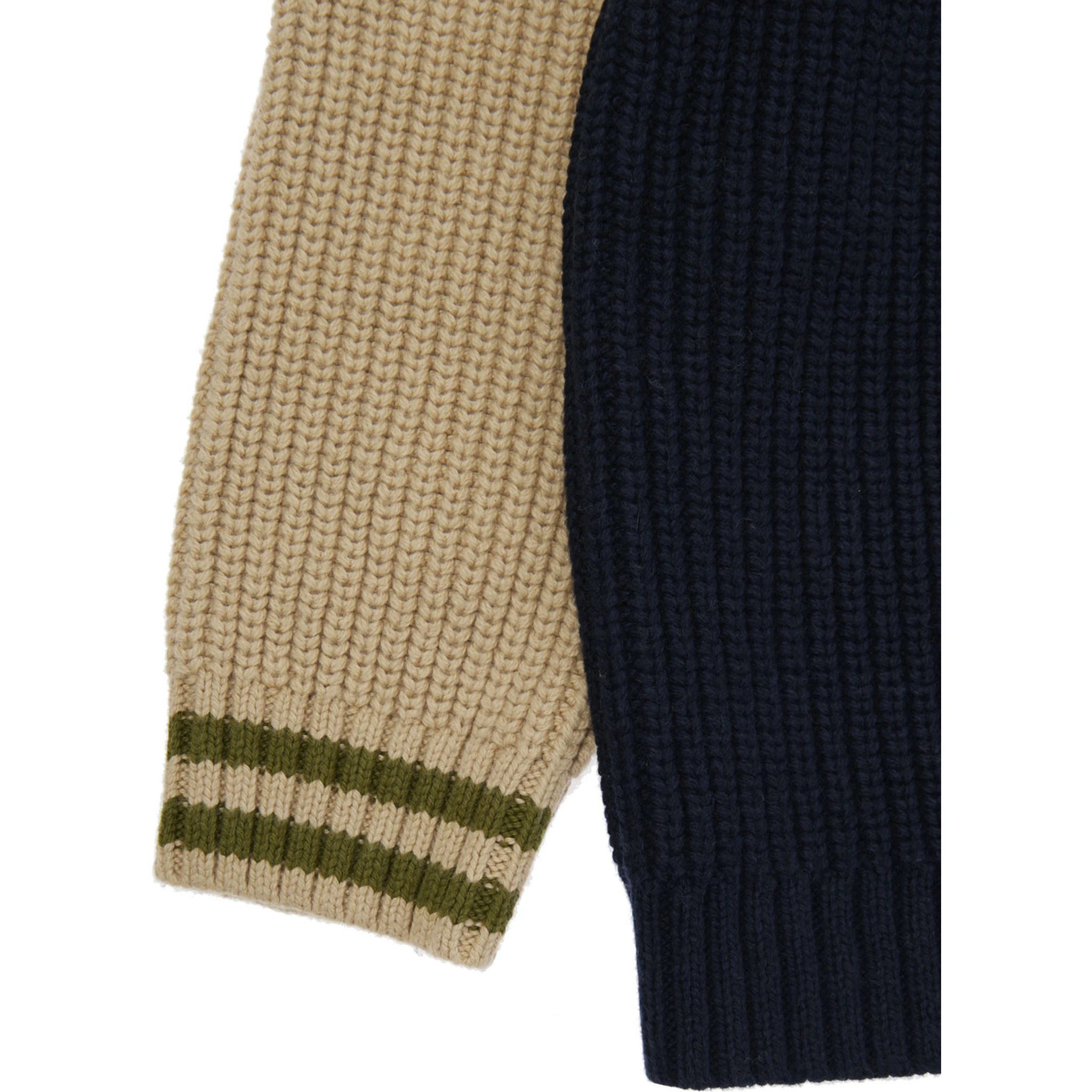 Multicolor Ribbed Cardigan with Maxi Logo on the Back in Cotton and Wool Blend Boy