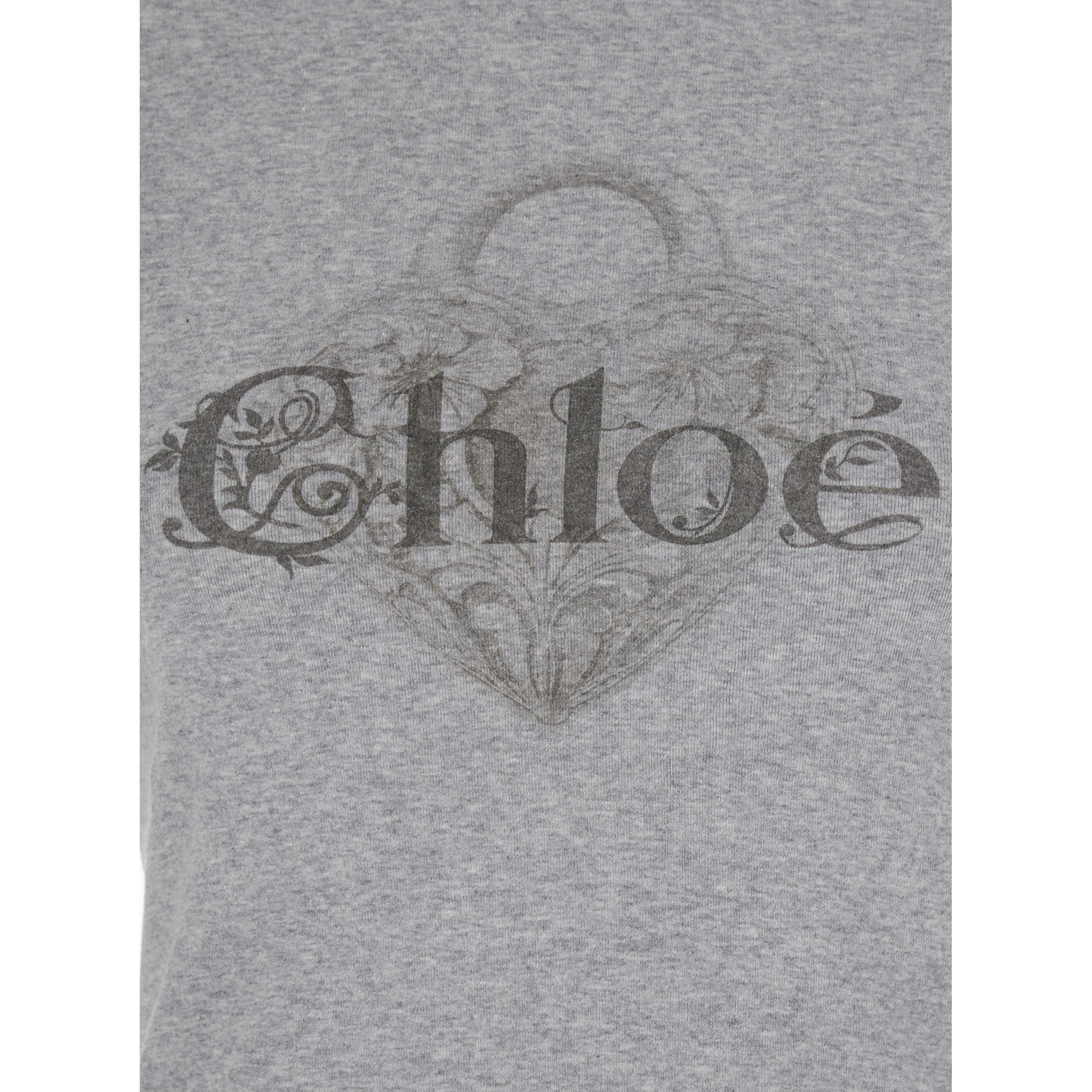 Grey Crewneck T-Shirt with Logo Lettering on the Front in Cotton Woman