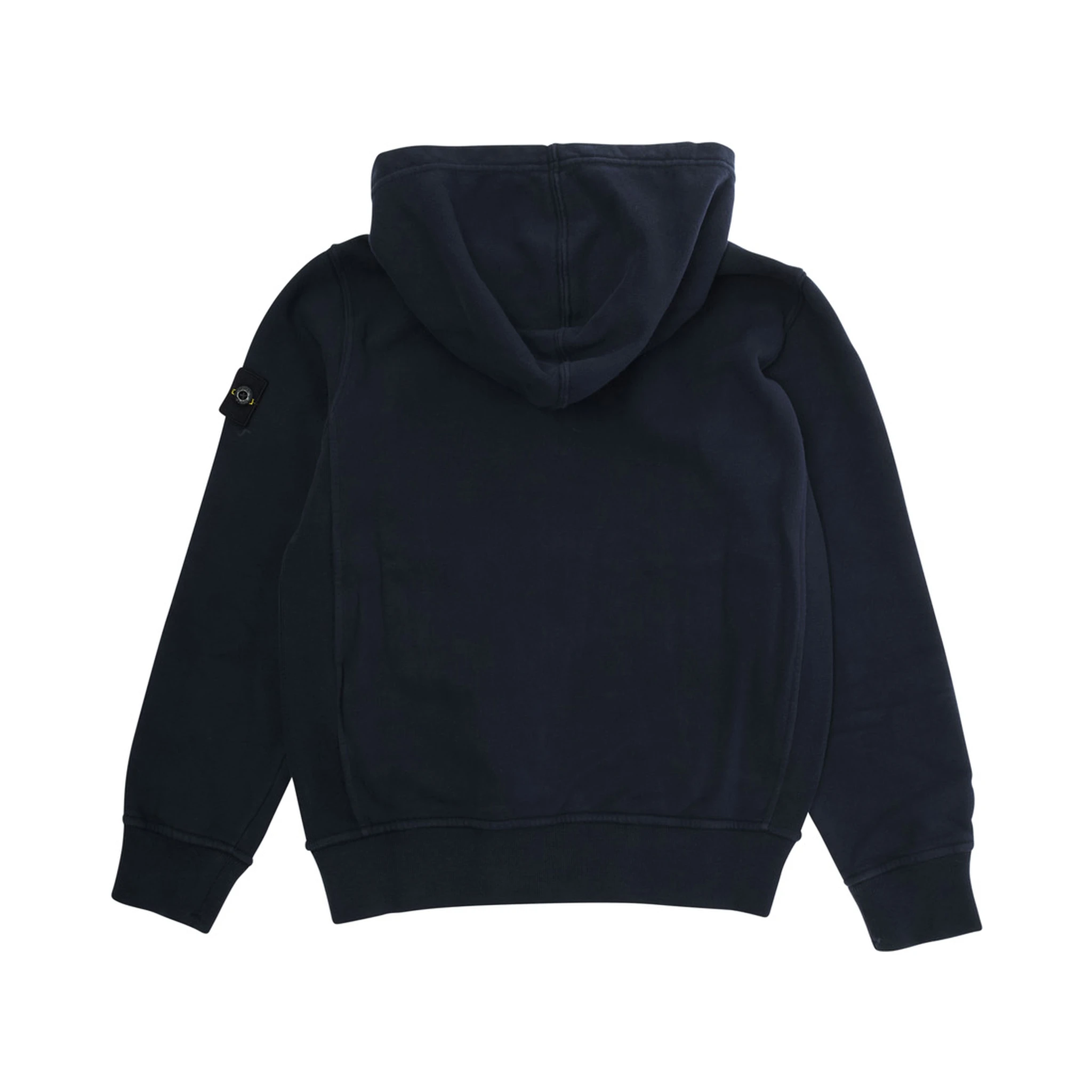 Blue Sweatshirt with Fixed Hood and Logo Patch on the Sleeve in Cotton Boy