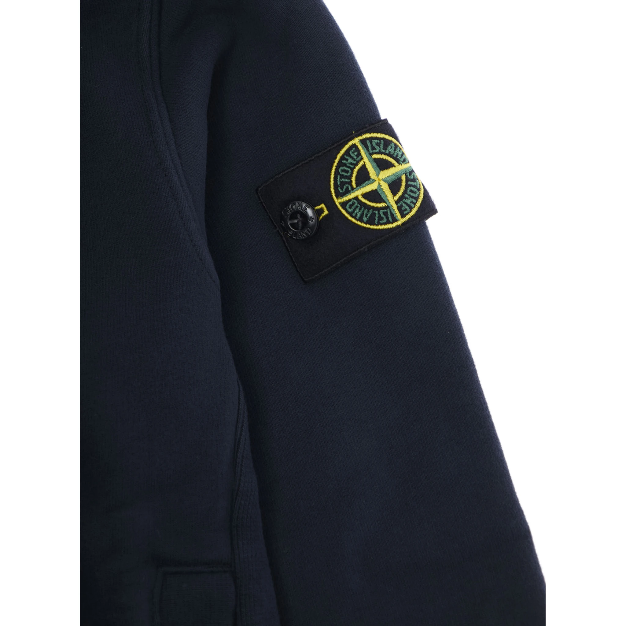 Blue Sweatshirt with Fixed Hood and Logo Patch on the Sleeve in Cotton Boy