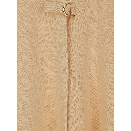 Beige Crew Neck Cape with Logo Lettering on the Edges in Cotton Girl