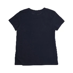 Blue Crewneck T-Shirt with Logo Lettering on the Front in Cotton Girl