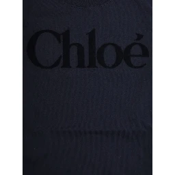 Blue Crewneck T-Shirt with Logo Lettering on the Front in Cotton Girl