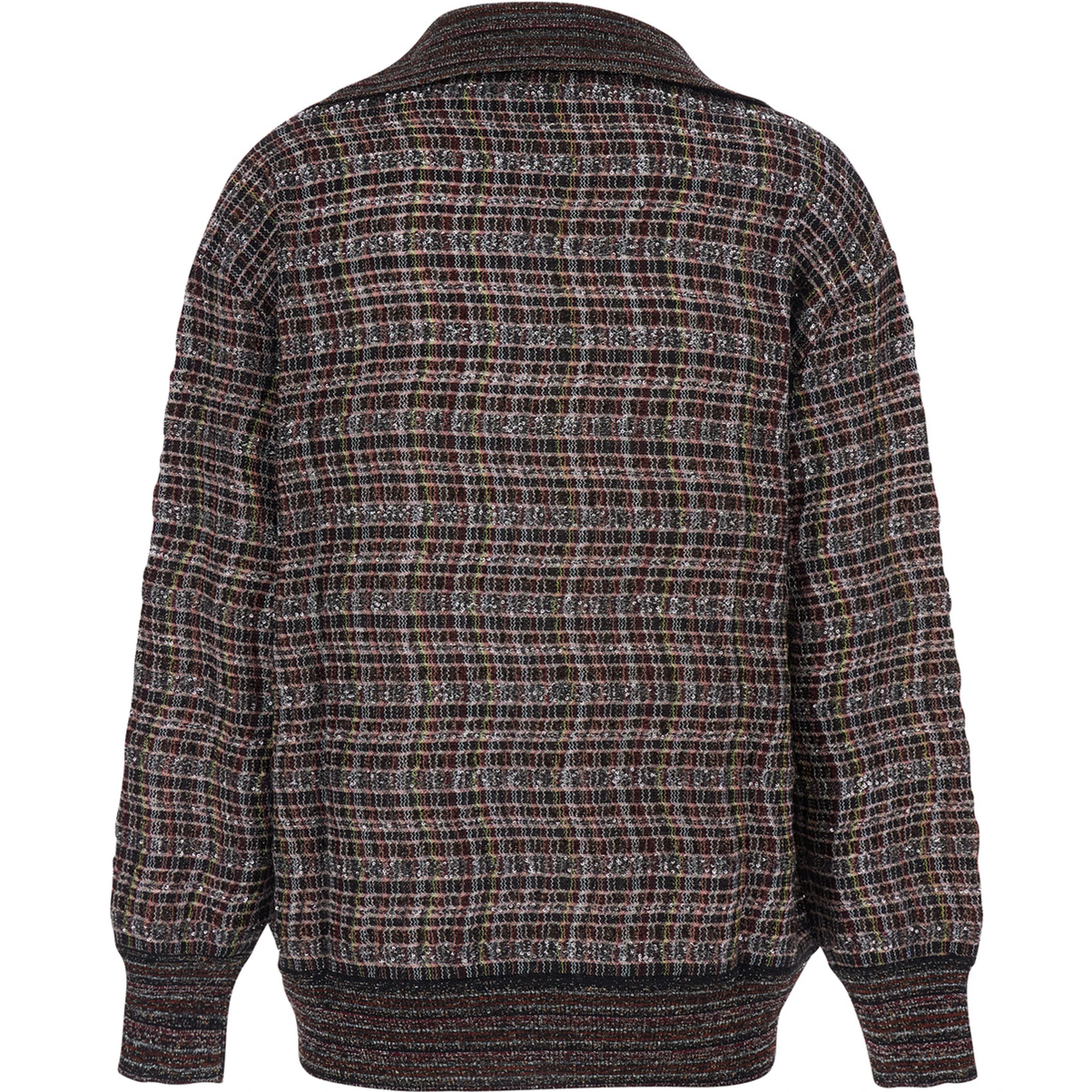 Multicolor Sweater with Wide Collar and All-Over Zigzag Pattern in Wool Blend Woman