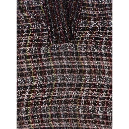 Multicolor Sweater with Wide Collar and All-Over Zigzag Pattern in Wool Blend Woman