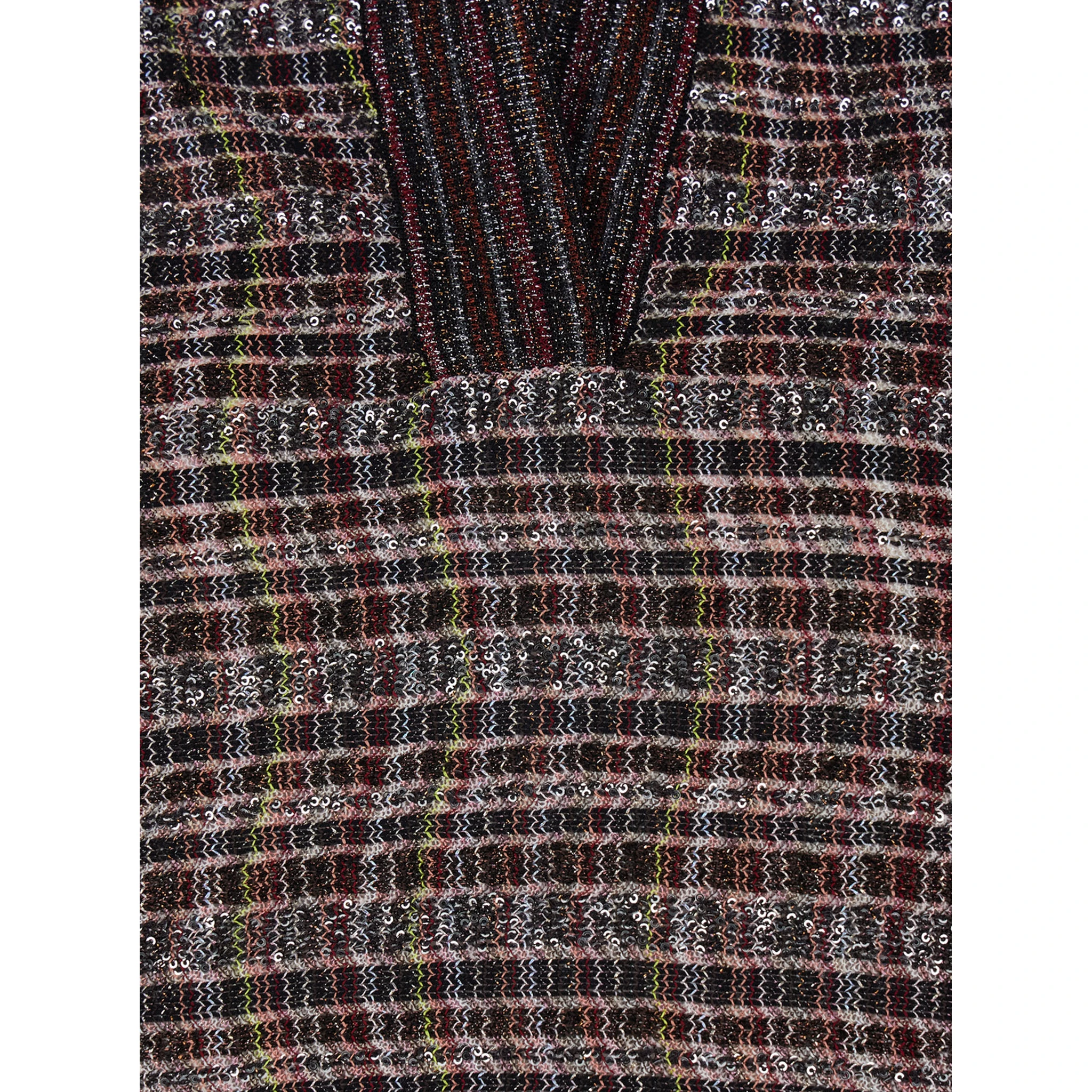 Multicolor Sweater with Wide Collar and All-Over Zigzag Pattern in Wool Blend Woman