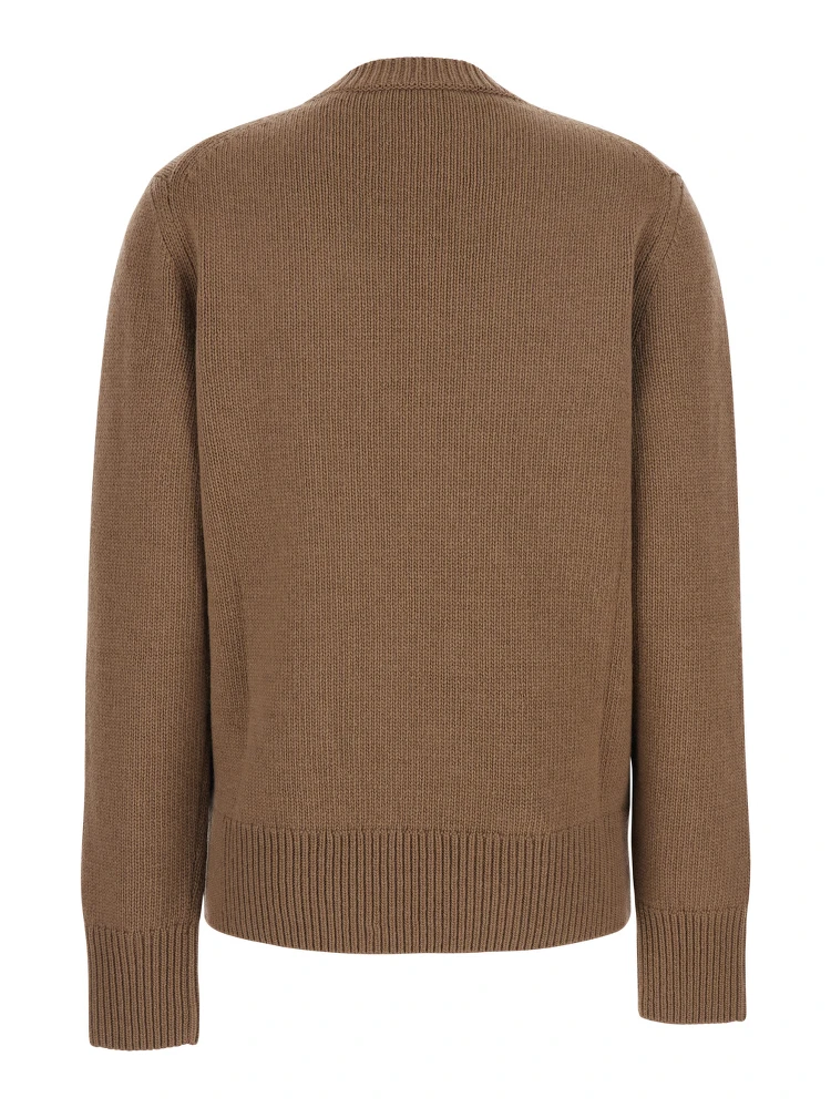 Beige Crewneck Sweater with Maxi EKD Embroidery on the Front and Logo Lettering in Wool and Cashmere Woman alternative