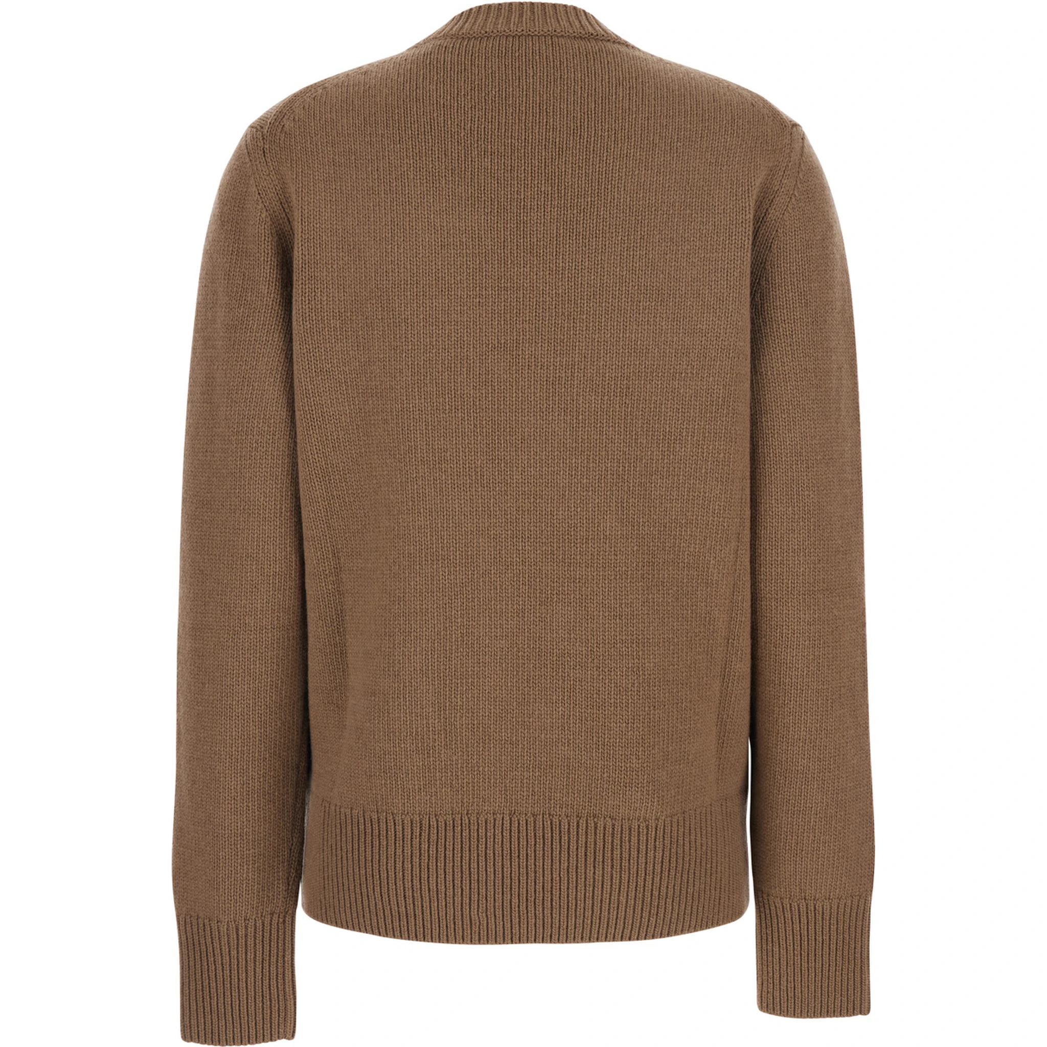 Beige Crewneck Sweater with Maxi EKD Embroidery on the Front and Logo Lettering in Wool and Cashmere Woman