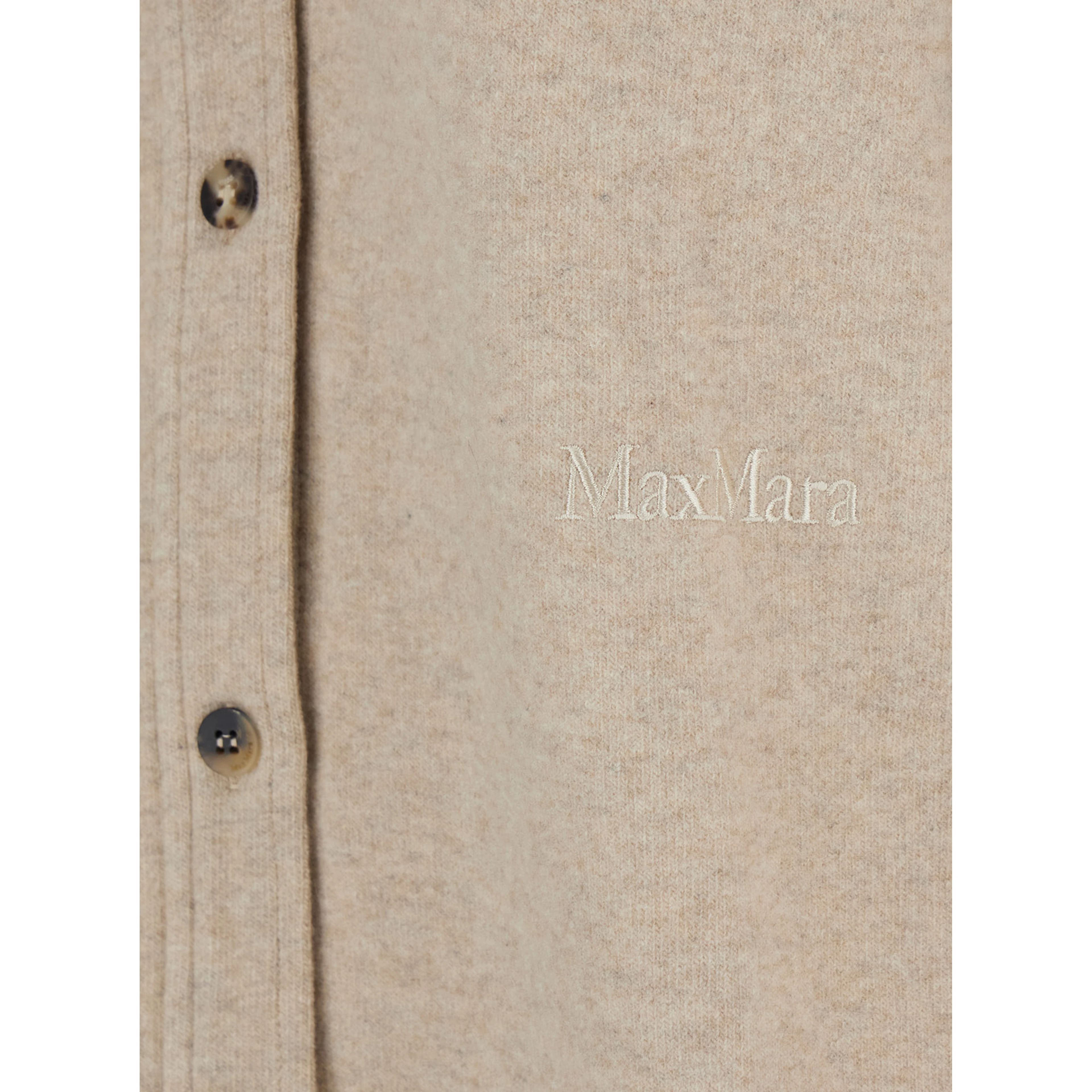 Ceci Beige Cardigan with Classic Collar and Logo Lettering on the Front in Cashmere Woman