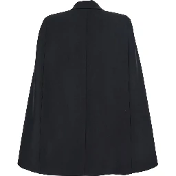 Black Oversize Jacket with Peak Revers and Long Wide Sleeves in Cotton Blend Woman