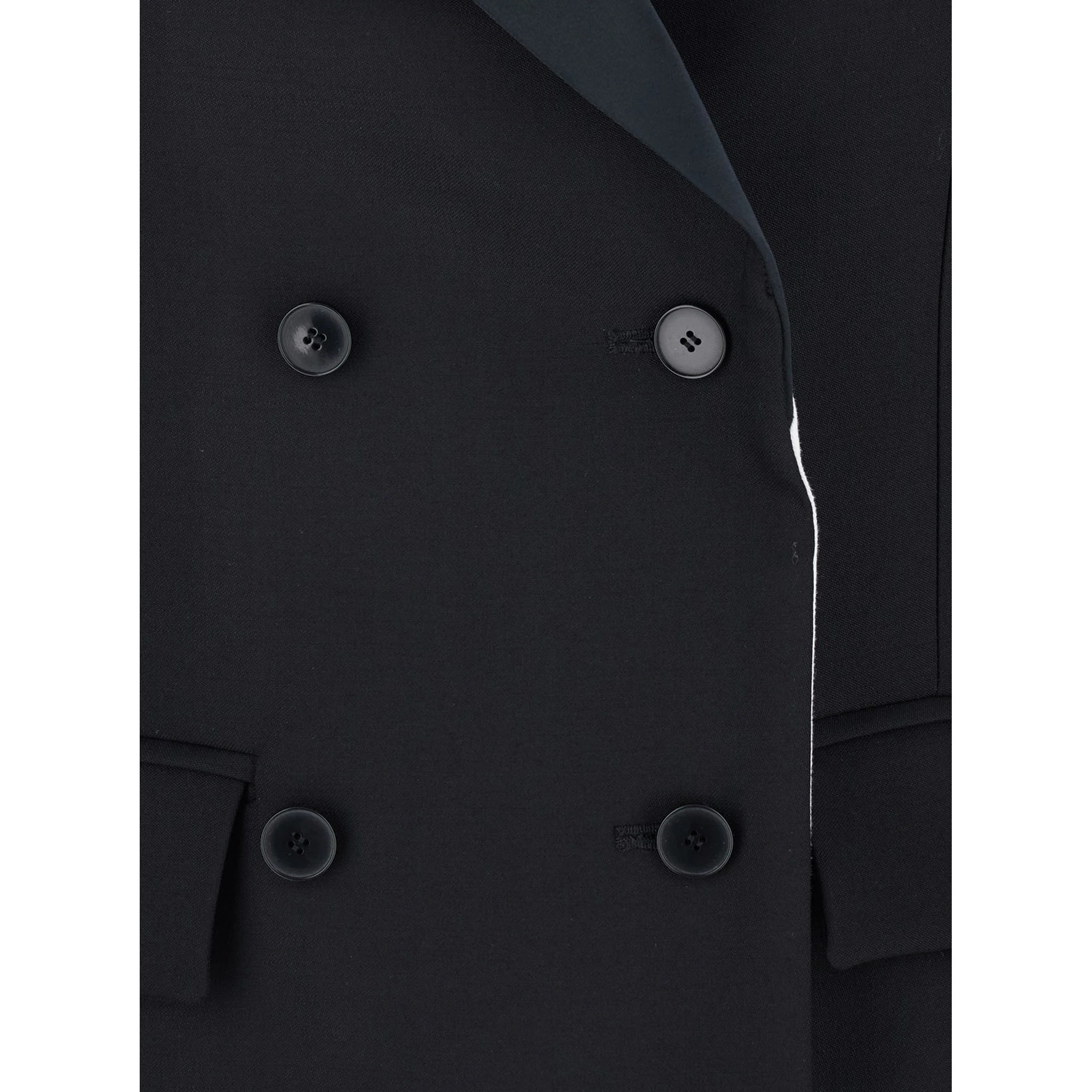 Black Oversize Jacket with Peak Revers and Long Wide Sleeves in Cotton Blend Woman