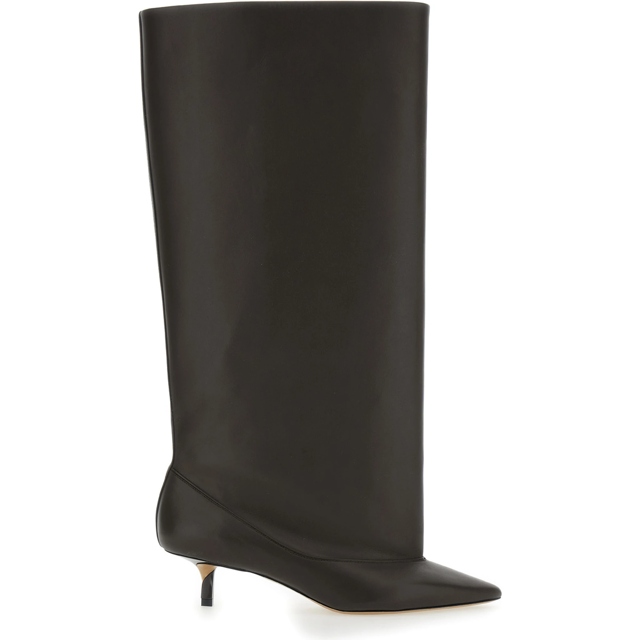 Les Bottes Tourni Brown Boots with Pointed Toe and Low Stiletto Heel in Leather Woman